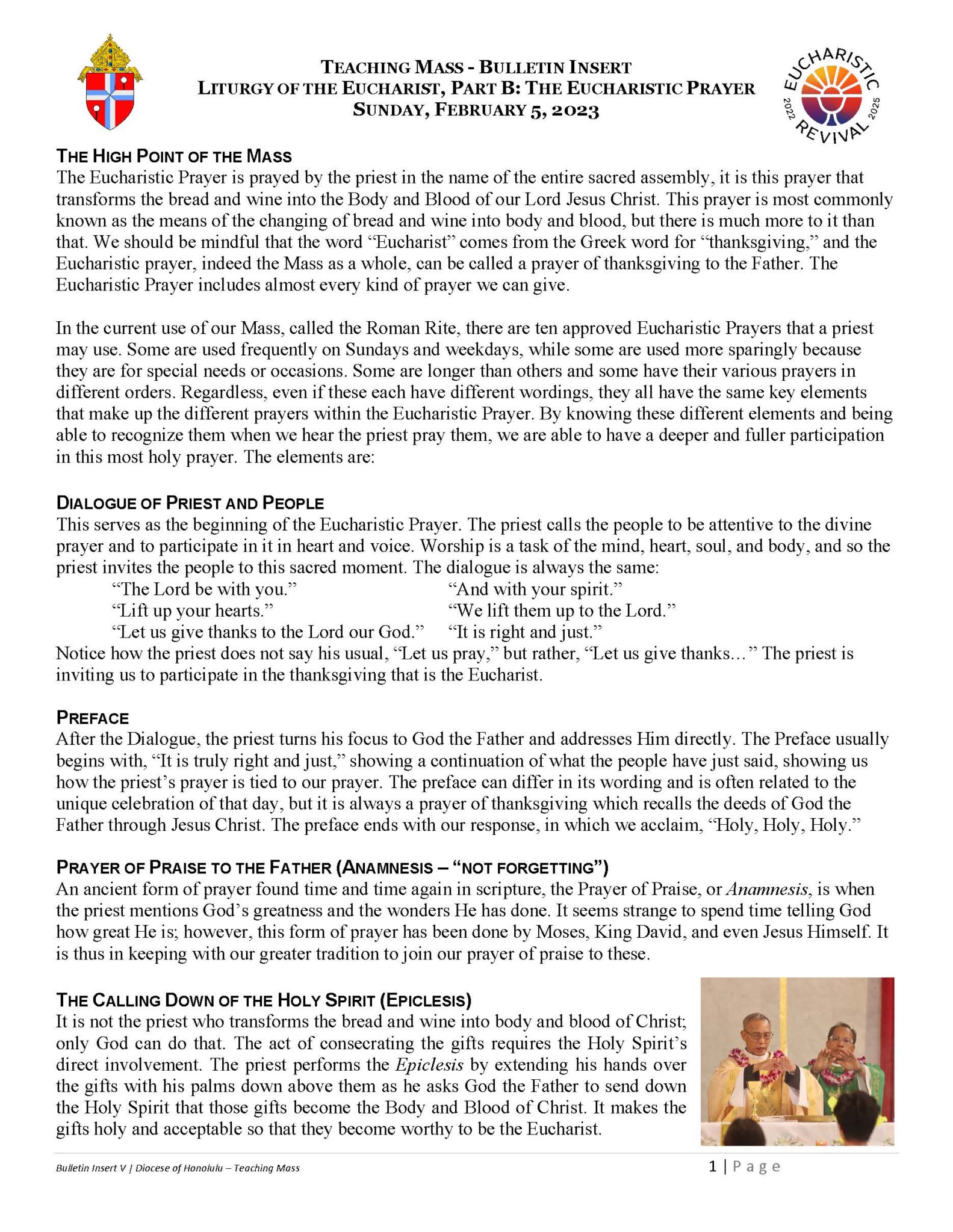 Teaching Mass – Bulletin Inserts – Cathedral Basilica of Our Lady of Peace
